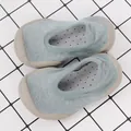 Light blue breathable baby walker sock shoes with non-slip rubber sole for toddlers - Size 18/19 (Inner Length 11cm) / Blue With Gold Thread
