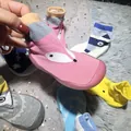 Pink fox baby sock shoes with anti-slip soft rubber sole for infant first walkers - Size 24/25 (Insole 14.5cm) / Pink Fox