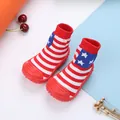 Infant baby non-slip sock shoes with patriotic red white blue stars and stripes pattern - American Style