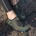 Quick-dry army green water shoes for men and women with five-finger design and toggle laces. - 191 Army Green