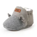 Detail von grauem Baby-Winterstiefel mit Bärenohren und weichem, warmem Fellfutter - Grau