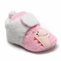 Zachte roze fleece baby winterschoentjes met schattige dinosaurus cartoon borduurwerk detail - 1526 Roze (Dinosaurus)