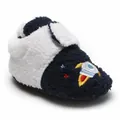 Comfortabele baby winterschoentjes marineblauw en wit met raketborduurwerk. - 1525 Blauw (Raket)