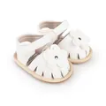 White baby pre-walker sandals with decorative flower detail for 0-1 year old infants - White