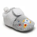 Zachte en warme grijs-witte baby winterschoentjes met schattig raket borduursel. - 1525 Grijs (Raket)