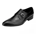 Schwarze Leder-Monk-Schuhe für Herren im klassischen britischen Business-Stil. - Schwarz