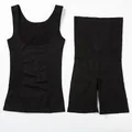 Flachliegendes schwarzes Postpartum-Shapewear-Set mit U-Ausschnitt-Weste und hoher Taille. - 3XL / Top And Bottom (896 Boyshorts-Stil) / Schwarz