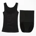 Zweiteiliges Postpartum-Shapewear-Set mit Kompressionsweste und hoch tailliertem Slip. - 3XL / Top And Bottom (104 Slip-Stil) / Schwarz