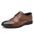 Zapatos de vestir elegantes para hombre en color marrón con punta bruñida y cordones clásicos - 45 / Marrón para todas las estaciones