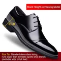 Schwarze formelle Leder-Elevatorschuhe für Herren mit 6 cm versteckter Erhöhung Design - 37 / Schwarzer Größensteigernder Allwetter-Stil (701)