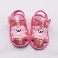 Pink checkered baby sandals with cute character for infants 0-1 year old - Size 11 (10.5CM) / Dull Pink Style (LX006)