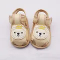 Soft sole baby sandals with cute cartoon bear decoration for newborns - Size 11 (10.5CM) / Bear Style (LX006) / Khaki