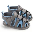 Sandali da passeggio per neonati blu e grigi con punta chiusa e suola morbida per bimbi - Blu