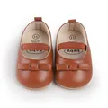 Detaillierte Ansicht brauner Baby Mädchen Lauflernschuhe aus Kunstleder mit Schleife - Hellbraun