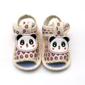 Soft-sole infant sandals for 0-12 months featuring a cute 3D panda cartoon design - Size 11 / Sandals-Panda-Khaki