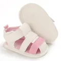 Infant baby walker sandals with pink and white soft soles for summer 0-1 year olds - Pink