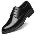 Scarpe classiche da uomo in pelle nera stile business con lacci e fori traspiranti - 37 / Stile Standard Tutte le Stagioni / Nero