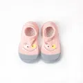 Pink cartoon baby sock shoes with soft non-slip breathable soles for toddlers' first steps. - Size 18/19 (Internal Length 11.5cm) / Pink Smile