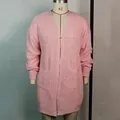 Cozy pink mid-length knitted cardigan for women, loose fit open front sweater with pockets - S / Tops / Pink
