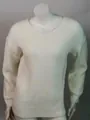 Pull en tricot blanc élégant avec col en V pour femmes, haut chic décontracté à manches longues - Blanc