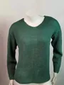 Pull en maille col en V vert foncé élégant pour femmes pour l'automne et l'hiver - Vert