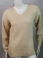 Élégant pull en maille à manches longues et col en V pour femmes variante de beige - Khaki Clair