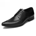 Klassieke zwarte herenschoenen met spitse neus en vetersluiting voor zakelijk gebruik - 37 / Zwart