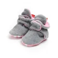 Warm gray and pink fleece-lined baby pre-walker boots with soft anti-slip soles for winter - 13cm / Grey/Pink Patchwork