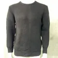 Front view of a black slim-fit rib-knit men's pullover sweater on white mannequin - Black