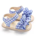 Sandali morbidi per neonati con volant a quadretti bianchi e blu per bimbi 0-1 anno - Blu