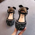 Elegante zwarte prinsessen sandalen met strass steentjes en strik voor meisjes mode - Zwart
