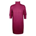 Elegante magenta gebreide trui-jurk met col en lange mouwen voor herfst en winter - Rozerood