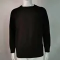 Men's solid black round neck knitted sweater for autumn and winter wear - Black
