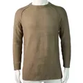 Elegant men's khaki crewneck knit sweater with solid color design and long sleeves - Light Khaki