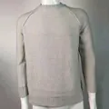 Classic grey crew neck men's knit sweater featuring raglan sleeves and a ribbed hem - Grayish White