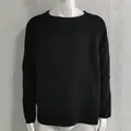 Men's slim fit black crew neck knitted sweater displayed on a white mannequin - M / Tops / Black