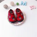 Red baby slip-on canvas shoes with cute cartoon cat pattern for toddlers - Red Cat