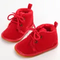 Detailansicht roter Baby-Winterstiefel mit warmem Futter und rutschfester Gummisohle - Rot