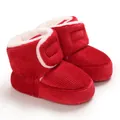 Cozy red baby corduroy boots with warm faux fur lining for indoor walking comfort. - 11cm / Red