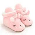 Morbidi stivaletti invernali in peluche rosa per neonati con viso di coniglio e fodera - Rosa