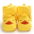 Close-up detail of yellow duck cartoon baby walker shoes with soft crown ornament - 11cm / Cartoon Duck Style - Yellow (Yellow M) / Yellow