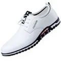 Elegante weiße Herren-Leder-Slipper, lässige Loafer mit modischem Schriftzug-Akzent - 38 / Weiß