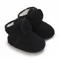 Detail view of cozy black baby winter snow boots featuring a soft fleece lining - Inner Length 13cm / Black