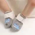 Cozy fleece-lined baby shark booties with soft sole for winter infant learning to walk - Inner Length 11cm / Gray Shark (I)