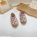 Toddler slip-on canvas walking shoes featuring cute bear and cherry print patterns - Cherry Bear