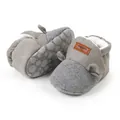 Close-up of grey baby winter walking shoes with warm plush lining and non-slip sole - 12cm / Knit Ears(A) / Gray