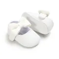 Soft white knitted baby girl princess shoes with a decorative large bow and anti-slip sole - 12cm / Bowknot Style / White