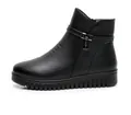 Bequeme schwarze flache warme Stiefeletten für Damen mit rutschfester Sohle und Dekor - Schwarz