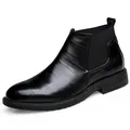 Classici stivaletti Chelsea in pelle nera da uomo, eleganti calzature formali business - 38 / Nero Pezzo