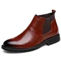 Stivaletti Chelsea classici da uomo in pelle marrone con pannelli laterali elastici - 38 / Marrone (Strato singolo) (8881)